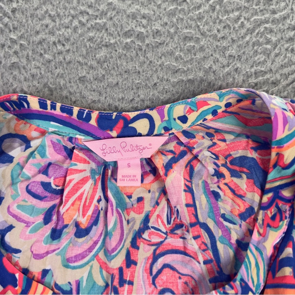 Lilly Pulitzer Stacey Top Womens Small Multicolor Sleeveless Preppy Casual Rayon - Picture 3 of 6